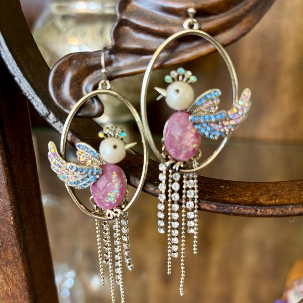 Colorful Bird Dangle Earrings Betsy Johnson